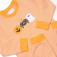 Spooks and Spiders Applique Romper, Orange