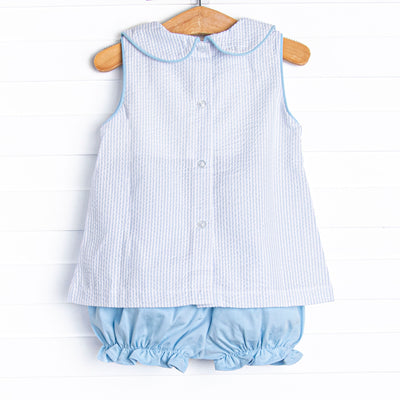 Watermelon Whimsy Embroidered Bloomer Set, Blue