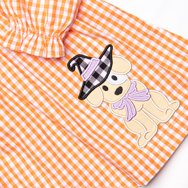 Paranormal Pup Applique Legging Set, Orange