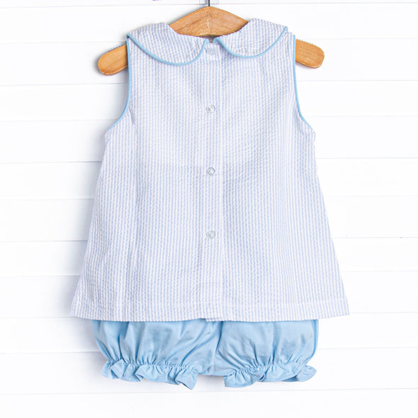 Watermelon Whimsy Embroidered Bloomer Set, Blue