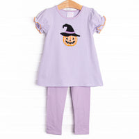 Bewitched Beauty Applique Legging Set, Purple