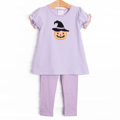 Bewitched Beauty Applique Legging Set, Purple