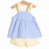 Sour Slice Applique Pocket Short Set, Blue