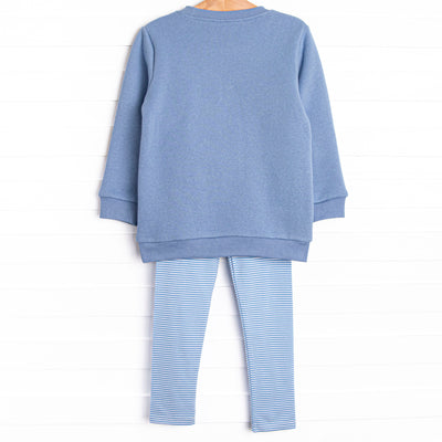Candy Corn Cutie Applique Legging Set, Blue Fleece
