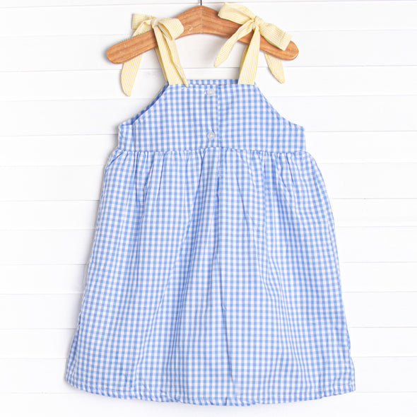 Sour Slice Applique Pocket Dress, Blue