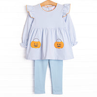 Snack O'Lantern Applique Legging Set, Blue