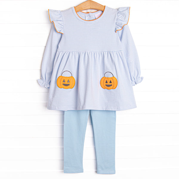 Snack O'Lantern Applique Legging Set, Blue