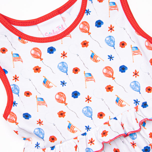 Flowers and Flags Dress, Red