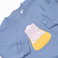 Candy Corn Cutie Applique Bubble, Blue Fleece
