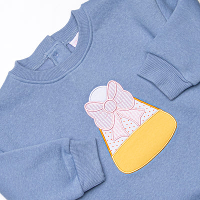 Candy Corn Cutie Applique Bubble, Blue Fleece