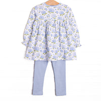 Hydrangea Blooms Legging Set, Blue