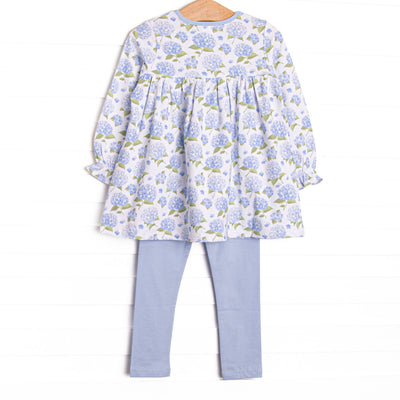 Hydrangea Blooms Legging Set, Blue