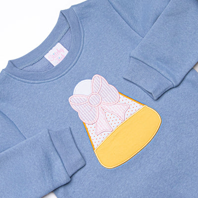 Candy Corn Cutie Applique Legging Set, Blue Fleece