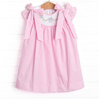 Basket of Blessings Smocked Bishop Dress, Pink