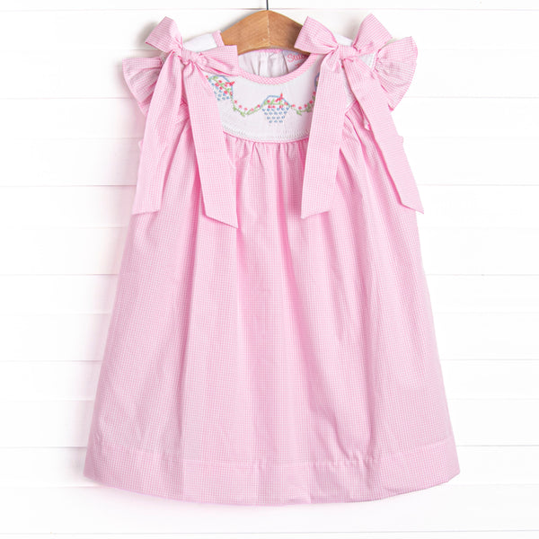 Basket of Blessings Smocked Bishop Dress, Pink