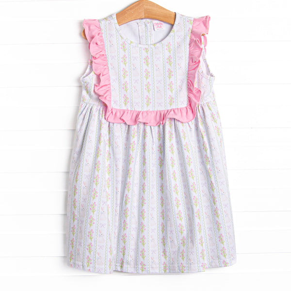 Rabbits and Ribbons Bib Dress, Pink