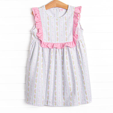 Girl's Rabbits and Ribbons Bib Dress in Pink size 4T