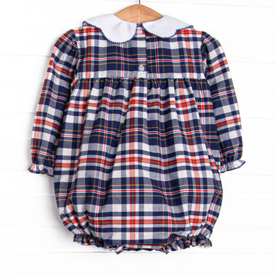 Scarlett Bubble, Navy and Red Plaid