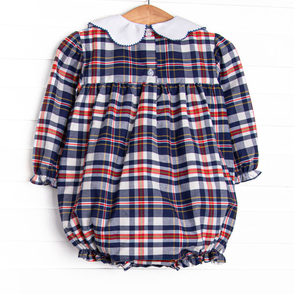 Scarlett Bubble, Navy and Red Plaid