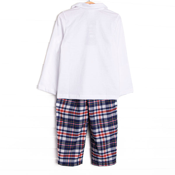 Simon Pant Set, Navy and Red Plaid