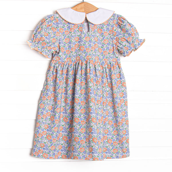 Drenched in Dahlias Collared Dress, Blue