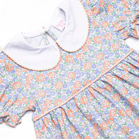 Drenched in Dahlias Collared Dress, Blue