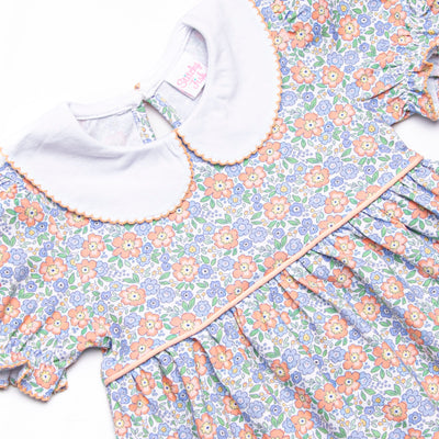 Drenched in Dahlias Collared Dress, Blue