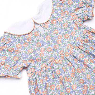 Drenched in Dahlias Collared Dress, Blue