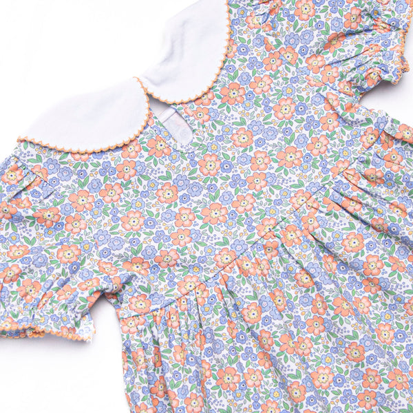 Drenched in Dahlias Collared Dress, Blue