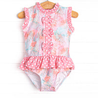 Palm Frond Fun One Piece, Pink