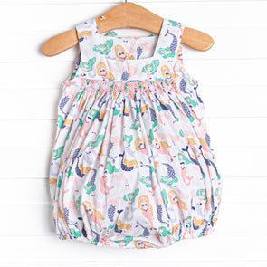 Under the Sea Maidens Smocked Bubble, Green