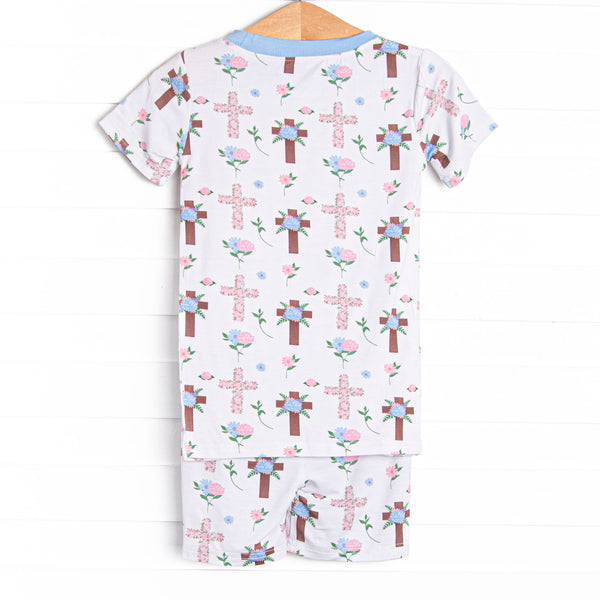 Up From the Grave Garden Bamboo Pajama Short Set, Blue