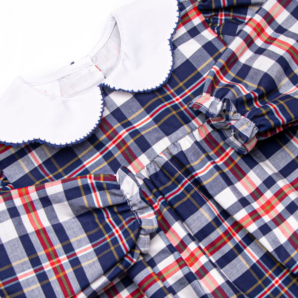 Scarlett Dress, Navy and Red Plaid