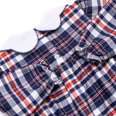 Scarlett Bubble, Navy and Red Plaid