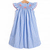 Seaside Stars Smocked Bishop Dress, Blue Check
