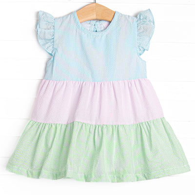 Coral Reef Color Block Dress, Green