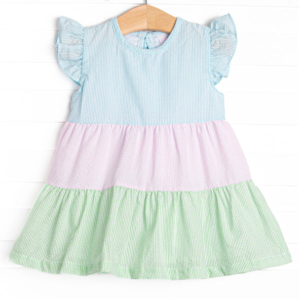 Coral Reef Color Block Dress, Green