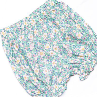 Gardenia Garden Long Sleeve Bloomer Set, Green