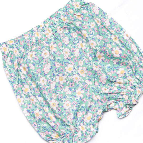 Gardenia Garden Long Sleeve Bloomer Set, Green