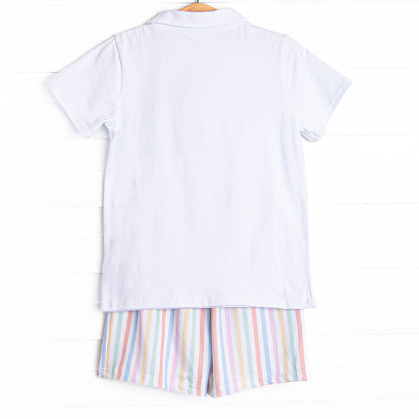 Summer Stripes Short Set, Orange