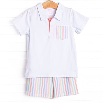 Summer Stripes Short Set, Orange