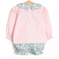 Gardenia Garden Long Sleeve Bloomer Set, Green