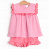 Bonnie Ruffle Short Set, Pink Stripe