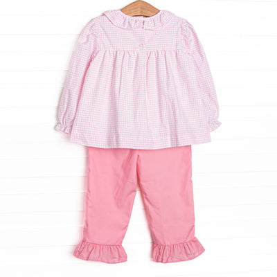 Preppy in Pink Ruffle Pant Set, Pink