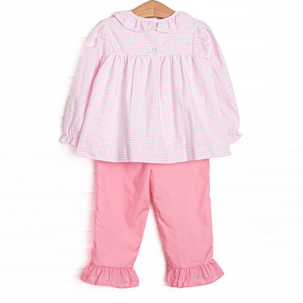 Preppy in Pink Ruffle Pant Set, Pink