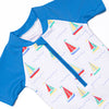 Boat Day Breeze One Piece Rash Guard, Blue