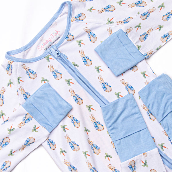 Bunny Tales Bamboo Zippy Pajama, Blue