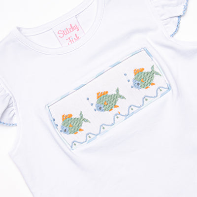 Bayside Bubbles Smocked Ruffle Short Set, Blue