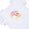 Corgi on the Coast Applique Ruffle Short Set, Blue