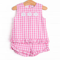 Washed Ashore Applique Short Set, Pink